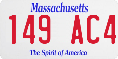 MA license plate 149AC4