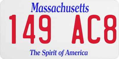 MA license plate 149AC8