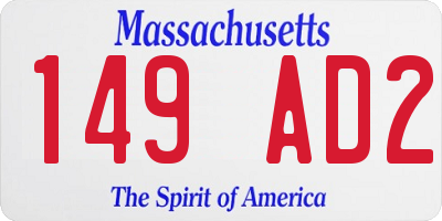 MA license plate 149AD2