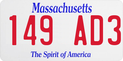 MA license plate 149AD3