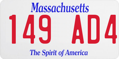 MA license plate 149AD4