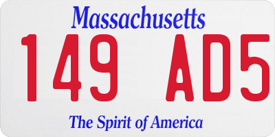 MA license plate 149AD5