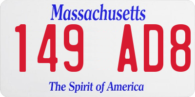 MA license plate 149AD8