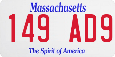 MA license plate 149AD9