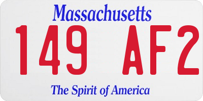 MA license plate 149AF2