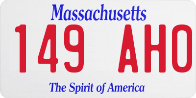 MA license plate 149AH0