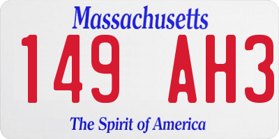 MA license plate 149AH3