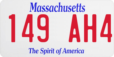 MA license plate 149AH4