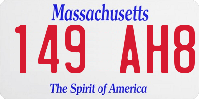 MA license plate 149AH8