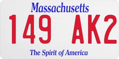 MA license plate 149AK2