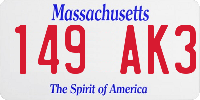 MA license plate 149AK3