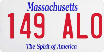 MA license plate 149AL0