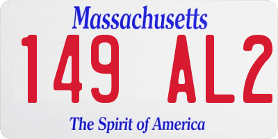 MA license plate 149AL2