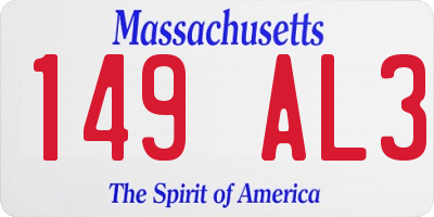 MA license plate 149AL3