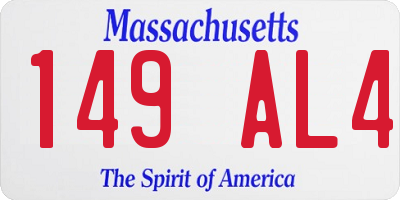 MA license plate 149AL4
