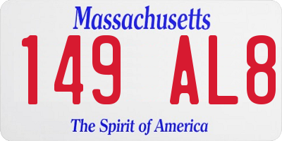 MA license plate 149AL8