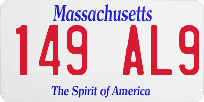 MA license plate 149AL9