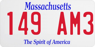 MA license plate 149AM3