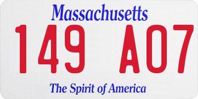 MA license plate 149AO7
