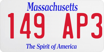 MA license plate 149AP3