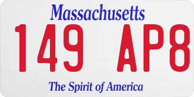MA license plate 149AP8