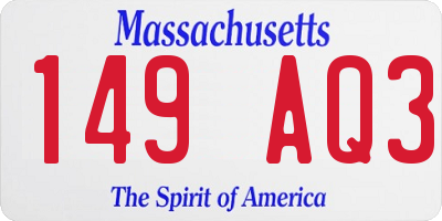 MA license plate 149AQ3