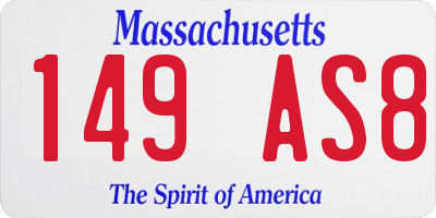MA license plate 149AS8