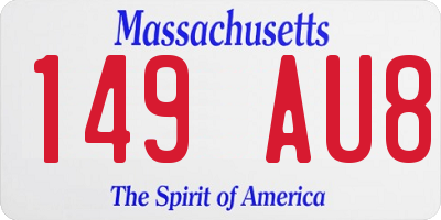 MA license plate 149AU8