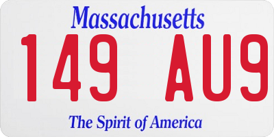 MA license plate 149AU9