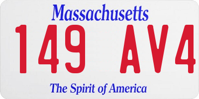 MA license plate 149AV4