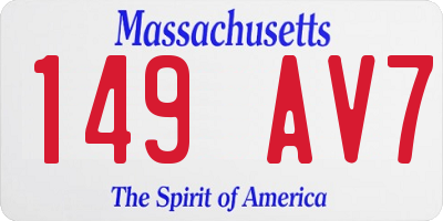 MA license plate 149AV7