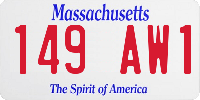 MA license plate 149AW1