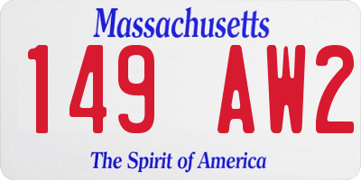 MA license plate 149AW2