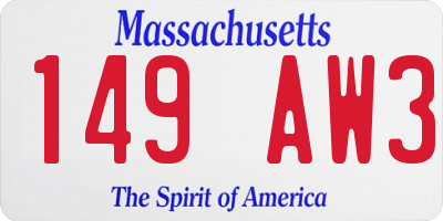 MA license plate 149AW3