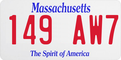 MA license plate 149AW7