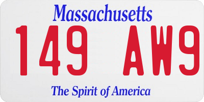 MA license plate 149AW9