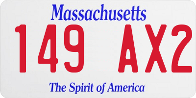 MA license plate 149AX2