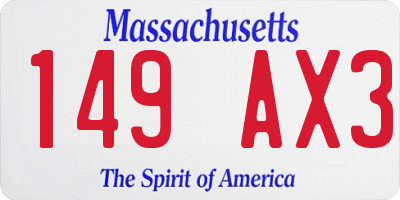 MA license plate 149AX3