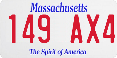 MA license plate 149AX4