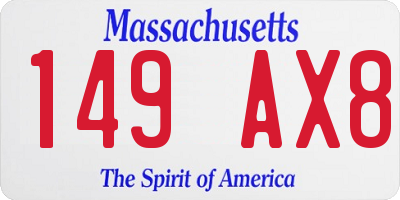 MA license plate 149AX8