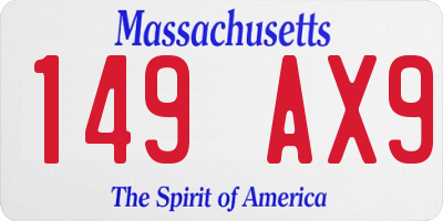 MA license plate 149AX9
