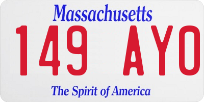 MA license plate 149AY0