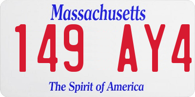 MA license plate 149AY4