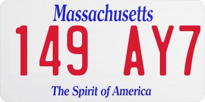 MA license plate 149AY7