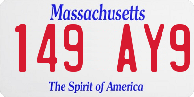 MA license plate 149AY9