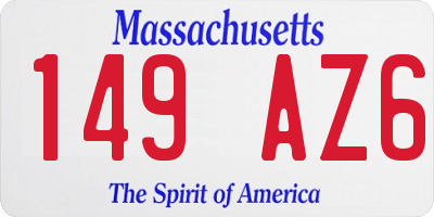 MA license plate 149AZ6