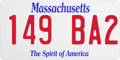 MA license plate 149BA2