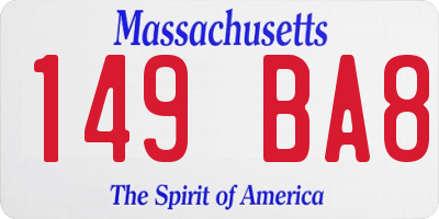 MA license plate 149BA8