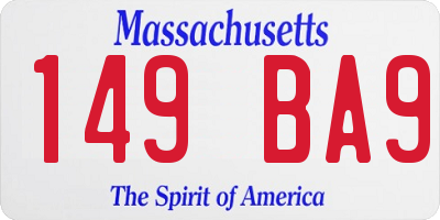 MA license plate 149BA9