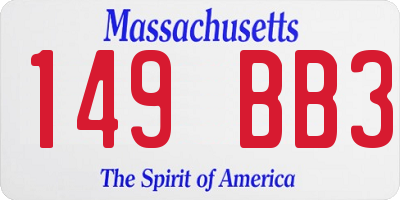MA license plate 149BB3